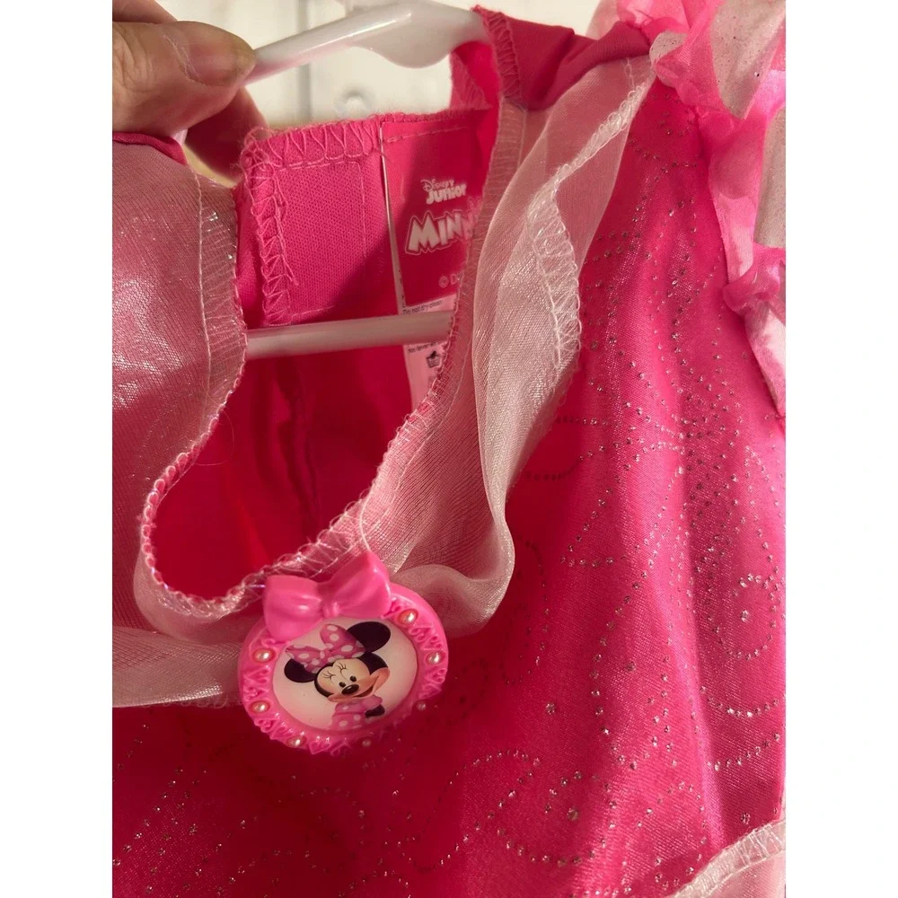 Disney Minnie Mouse Costume Dress 2T Pink Polka Dot Glitter Tulle Girls
